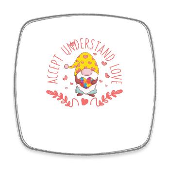 Accepting Understanding Love Autism Awareness - Square fridge magnet - white - Front