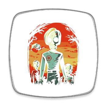 Dessin animé Anime Manga Zombie Goule Amis - Magnet carré - blanc - Devant