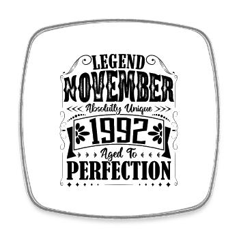 November 1992. November 1992 Birthday Gift - Square fridge magnet - white - Front