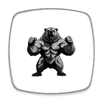 Ours Grizzly Musculation Muscles - Magnet carré - blanc - Devant
