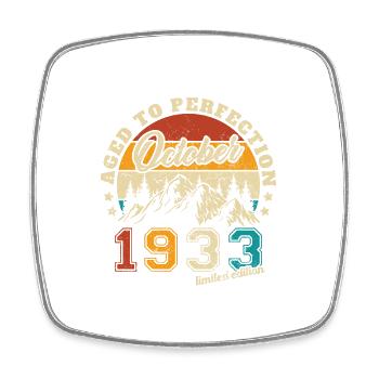 Vintage 1933 October Birthday Gift - Square fridge magnet - white - Front