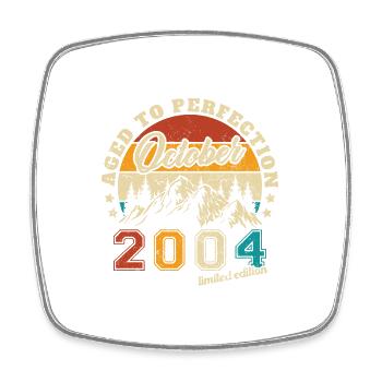 October 2004 Vintage Birthday Gift - Square fridge magnet - white - Front