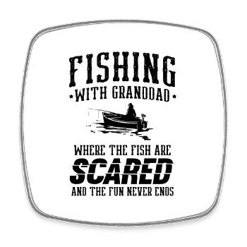 Pêche Grand-père Grand-père Pêcheur Grand-enfant Drôle - Magnet carré - blanc - Devant