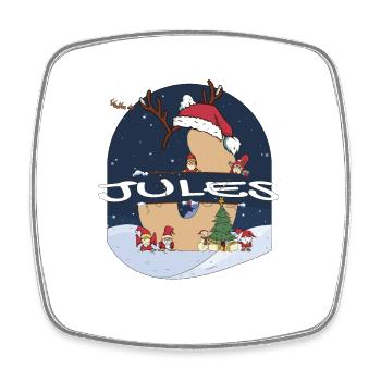 Impressionnant Jules nom w chapeau de père Noël dans le thème de Noël - Magnet carré - blanc - Devant