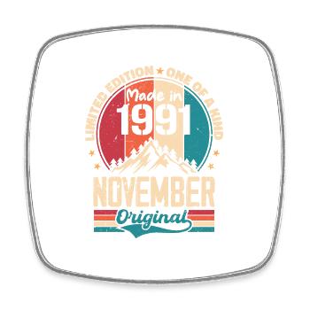 November 1991 Vintage Vintage Retro Anniversary - Square fridge magnet - white - Front