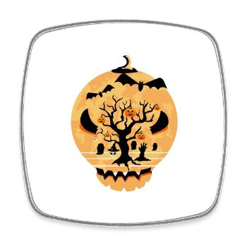 Jack O Lantern Scary Carved Pumpkin Face Halloween - Magnet carré - blanc - Devant