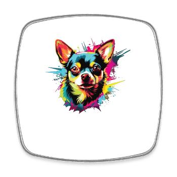 Watercolor Colorful Chihuahua - Square fridge magnet - white - Front