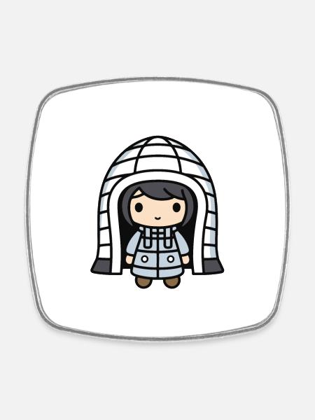 Eskimo Iglu Winter Comic - Viereckiger Kühlschrankmagnet - Weiß