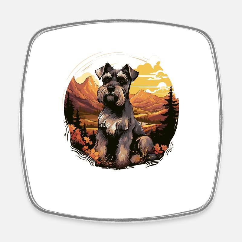 Schnauzer - Magnet carré - blanc
