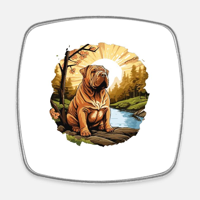 Shar Pei - Magnet carré - blanc