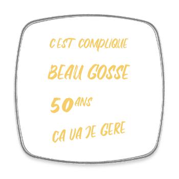 Cadeau D'anniversaire Beau gosse et d'avoir 50 ans - Magnet carré - blanc - Devant