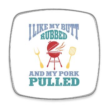 BBQ Pulled Pork Schwein Grill - Square fridge magnet - white - Front