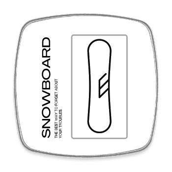 Snowboard - Oubliez vos soucis ! - Magnet carré - blanc - Devant