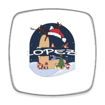 Génial nom de Lopez w chapeau de père Noël dans le thème de Noël - Magnet carré - blanc - Devant