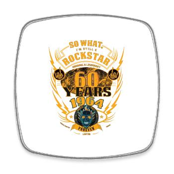 60th Birthday 1964 Rock and Roll Forever Gift - Square fridge magnet - white - Front