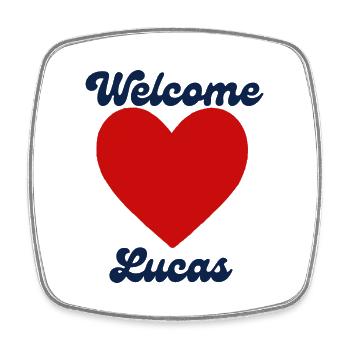 Lucas herzlich willkommen - Viereckiger Kühlschrankmagnet - Weiß - Vorne