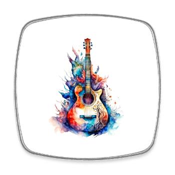 Eine schöne Musik Gitarre gemalt in Wasserfarben - Viereckiger Kühlschrankmagnet - Weiß - Vorne