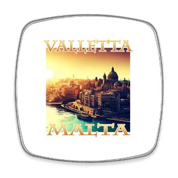 Sonnenuntergang in Valletta: Stadthafen in - Viereckiger Kühlschrankmagnet - Weiß - Vorne