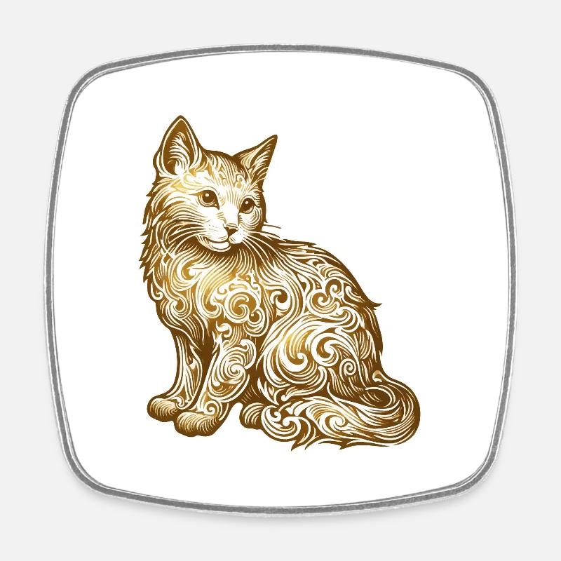 cat - Square fridge magnet - white