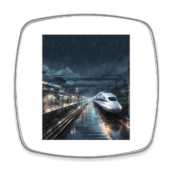 Japan Train Rainy Night - Square fridge magnet - white - Front