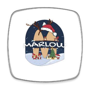 Toller Marlow-Name mit Weihnachtsmütze im Weihnachtsthema - Viereckiger Kühlschrankmagnet - Weiß - Vorne