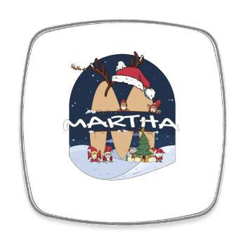 Awesome Martha Name mit Weihnachtsmütze im Weihnachtsthema - Viereckiger Kühlschrankmagnet - Weiß - Vorne