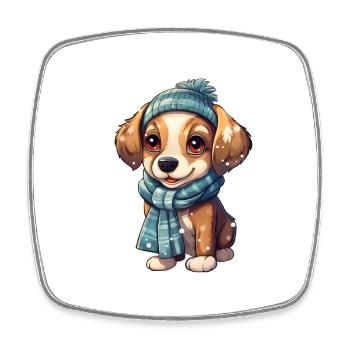 Winter Woof in the Snow - Square fridge magnet - white - Front