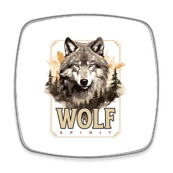 Loup tête de loup Nature nature sauvage aventure forêt Art - Magnet carré - blanc - Devant