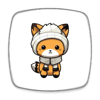 Fuchs Winter Tier Niedlich Comic - Viereckiger Kühlschrankmagnet - Weiß - Vorne