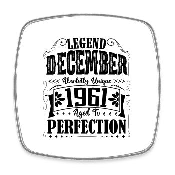 Dezember 1961. Dezember 1961 Geburtstagsgeschenk - Viereckiger Kühlschrankmagnet - Weiß - Vorne
