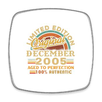 December 2005 Vintage Retro Birthday Gift - Square fridge magnet - white - Front