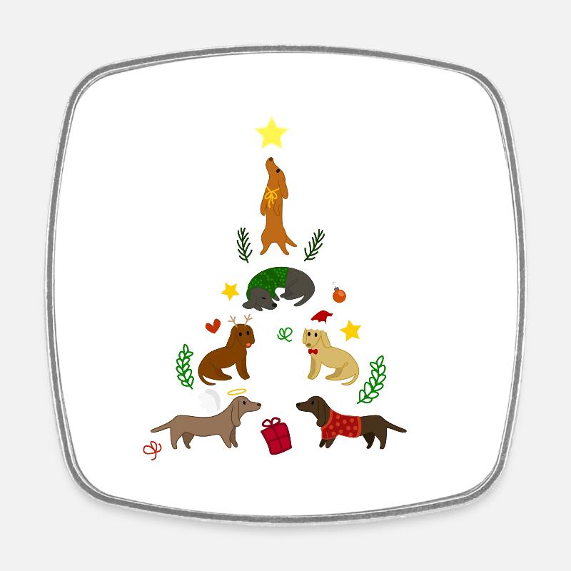 Dackel Tree Christmas - Magnet carré - blanc