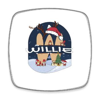 Génial Willie nom w chapeau de père Noël dans le thème de Noël - Magnet carré - blanc - Devant