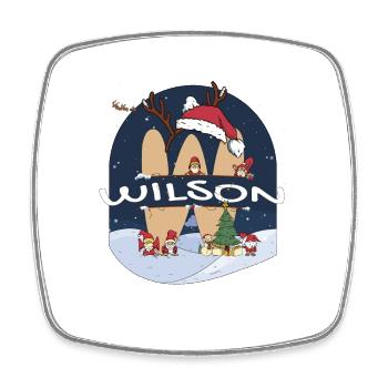 Impressionnant Wilson nom w chapeau de père Noël dans le thème de Noël - Magnet carré - blanc - Devant