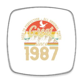 1987 - Une légende fête ses 37 ans - Magnet carré - blanc - Devant
