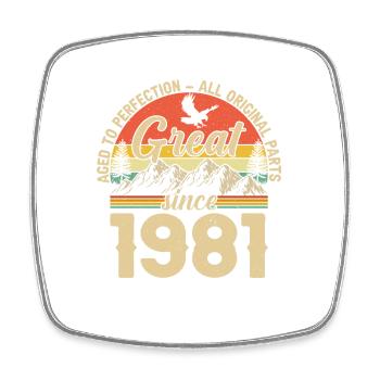Vintage 1981 - Zeitlose Legende - Viereckiger Kühlschrankmagnet - Weiß - Vorne