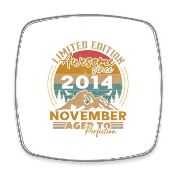 November 2014 Vintage Retro Geburtstagsgeschenk - Viereckiger Kühlschrankmagnet - Weiß - Vorne
