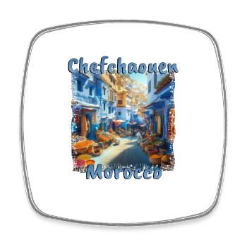 Chefchaouen, Maroc - Les ruelles colorées de la vieille ville - Magnet carré - blanc - Devant