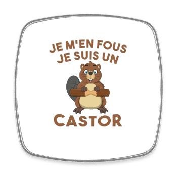 Je M'en Fous Je Suis Un Castor - Castor Doux - Magnet carré - blanc - Devant