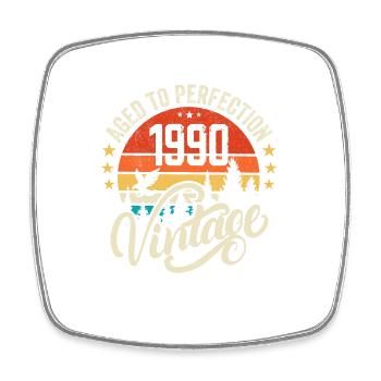 1990 Vintage - Geburtstagsgeschenk 1990 Retro 1990 - Viereckiger Kühlschrankmagnet - Weiß - Vorne