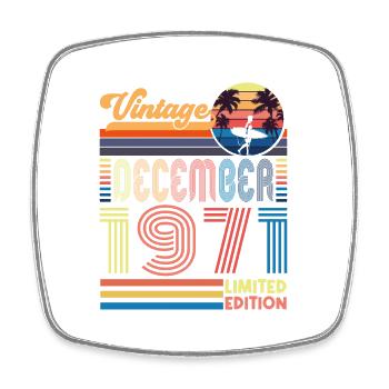 Geburtstag Dezember 1971. Geschenk Dezember 1971. - Viereckiger Kühlschrankmagnet - Weiß - Vorne