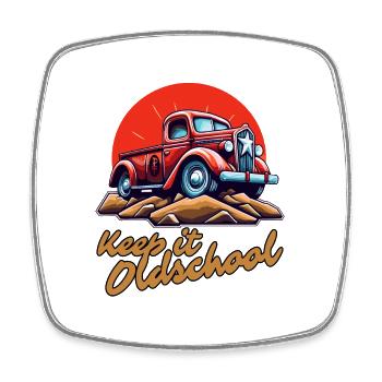 Behalte es altmodisch: Ein Pick-up-Truck - Viereckiger Kühlschrankmagnet - Weiß - Vorne