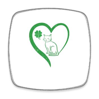 Chat Silhouette Shamrock St Patrick’s Day - Magnet carré - blanc - Devant