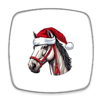 Noël tête de cheval Noël - Magnet carré - blanc - Devant