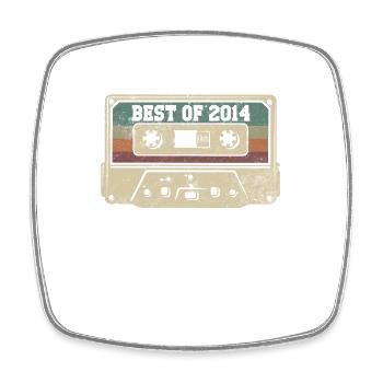 Vintage 2014 Cadeau Anniversaire Rétro Cassette - Magnet carré - blanc - Devant