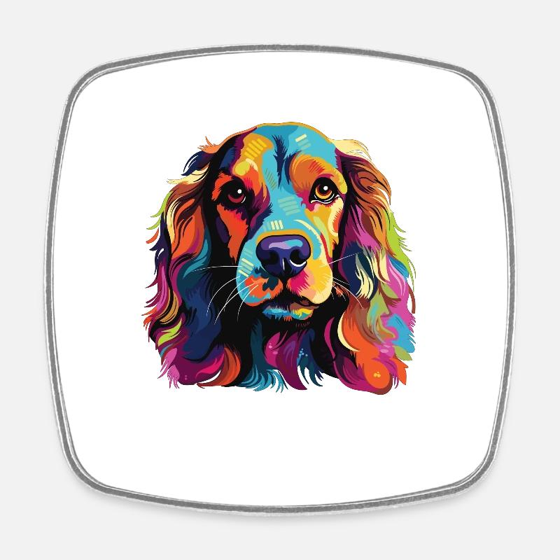 Wasserfarben Farbenfroher Cocker Spaniel - Viereckiger Kühlschrankmagnet - Weiß