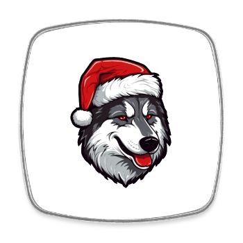 Husky Dog Head Christmas Xmas - Square fridge magnet - white - Front