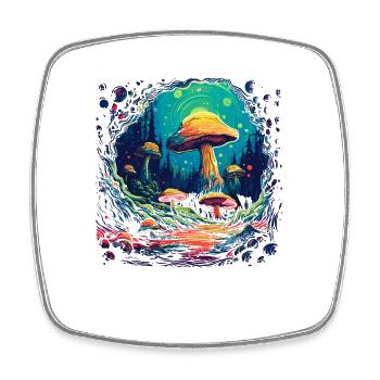 Mushroom | Fantasy Pilze Wald Natur Goa Festival - Viereckiger Kühlschrankmagnet - Weiß - Vorne