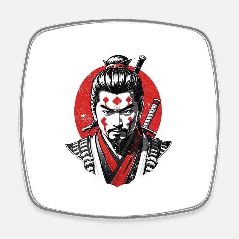 Samurai Warrior - Japan - Demon - Square fridge magnet - white