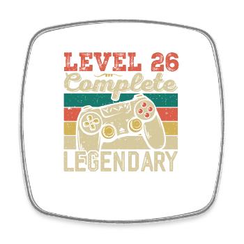 Level 26 abgeschlossen, Geschenk zum 26. Geburtstag - Viereckiger Kühlschrankmagnet - Weiß - Vorne